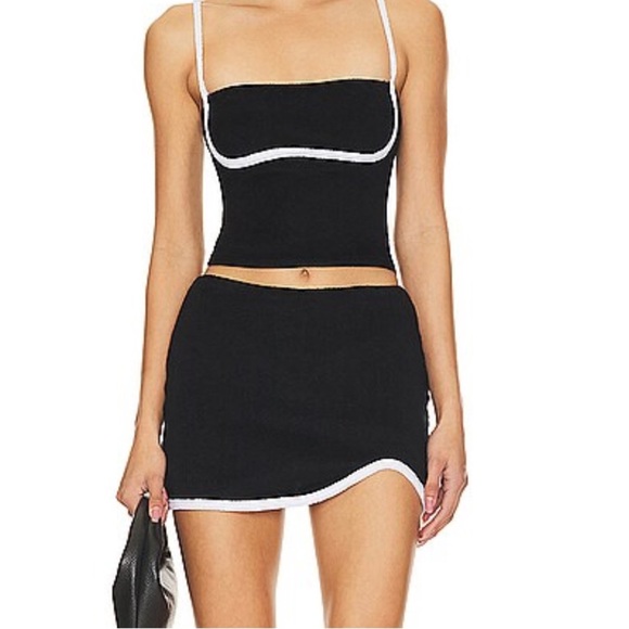 Nia The Brand Serena Skort Black mini skirt terry cloth shorts Revolve M - Picture 2 of 10